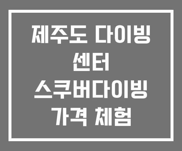 제주도 다이빙 센터 스쿠버다이빙 가격 체험