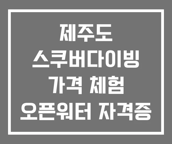 제주도 스쿠버다이빙 가격 체험 오픈워터 자격증