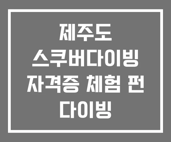 제주도 스쿠버다이빙 자격증 체험 펀 다이빙
