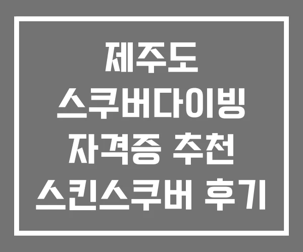 제주도 스쿠버다이빙 자격증 추천 스킨스쿠버 후기