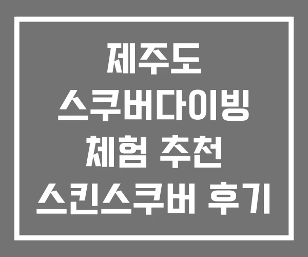 제주도 스쿠버다이빙 체험 추천 스킨스쿠버 후기