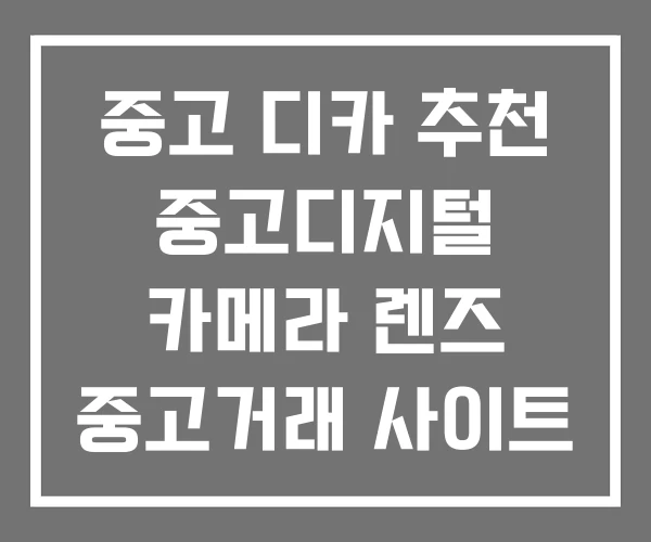 중고 디카 추천 중고디지털 카메라 렌즈 중고거래 사이트