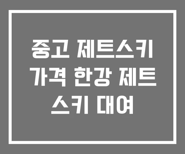 중고 제트스키 가격 한강 제트 스키 대여