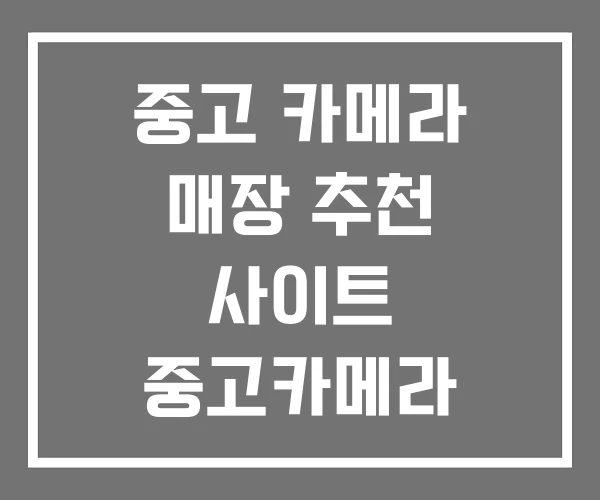 중고 카메라 매장 추천 사이트 중고카메라 직거래