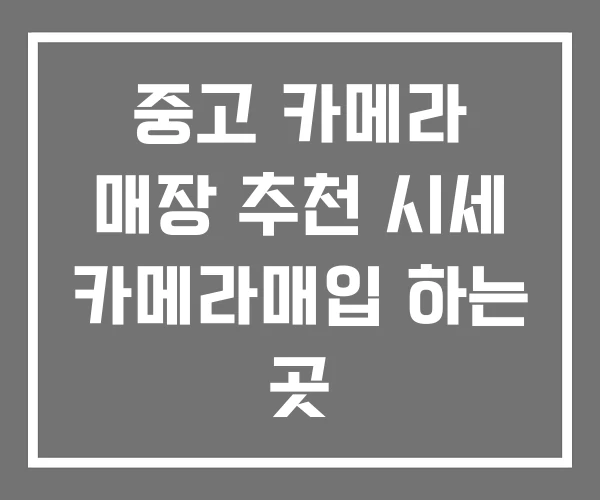 중고 카메라 매장 추천 시세 카메라매입 하는 곳