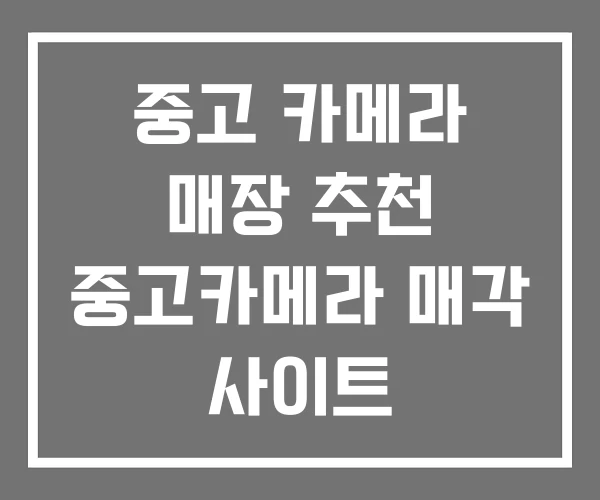 중고 카메라 매장 추천 중고카메라 매각 사이트