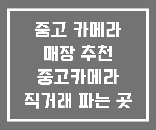 중고 카메라 매장 추천 중고카메라 직거래 파는 곳