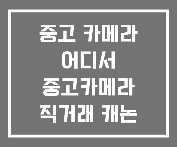 중고 카메라 어디서 중고카메라 직거래 캐논