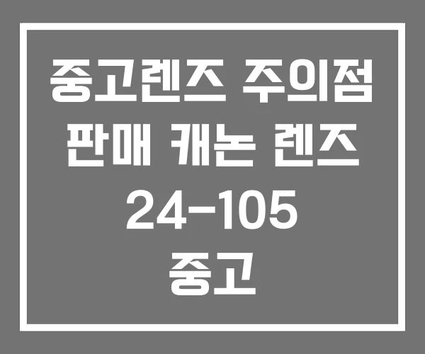 중고렌즈 주의점 판매 캐논 렌즈 24-105 중고