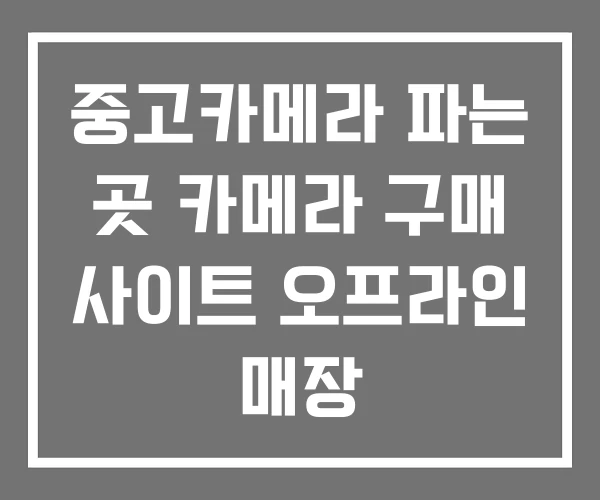 중고카메라 파는 곳 카메라 구매 사이트 오프라인 매장
