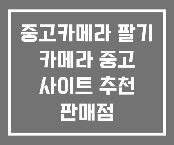 중고카메라 팔기 카메라 중고 사이트 추천 판매점