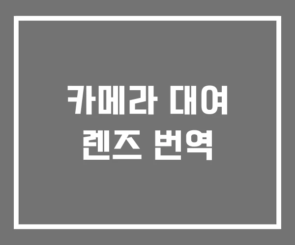 카메라 대여 렌즈 번역