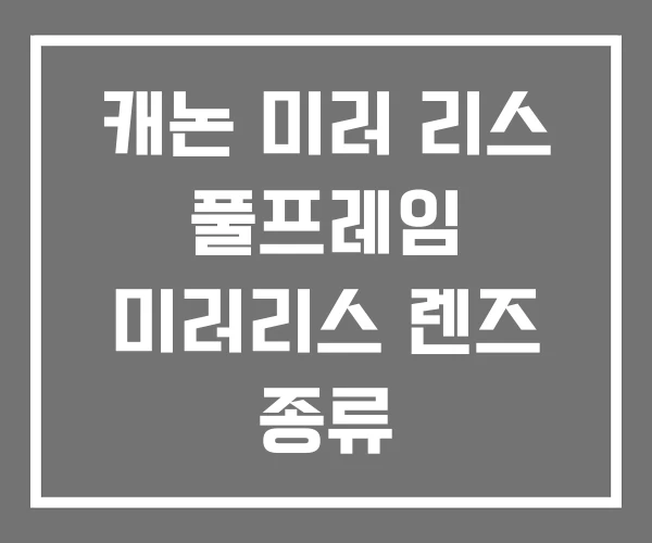 캐논 미러 리스 풀프레임 미러리스 렌즈 종류