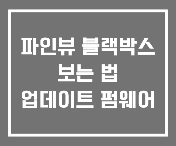 파인뷰 블랙박스 보는 법 업데이트 펌웨어 파인뷰 블랙박스 보는 법 업데이트 펌웨어