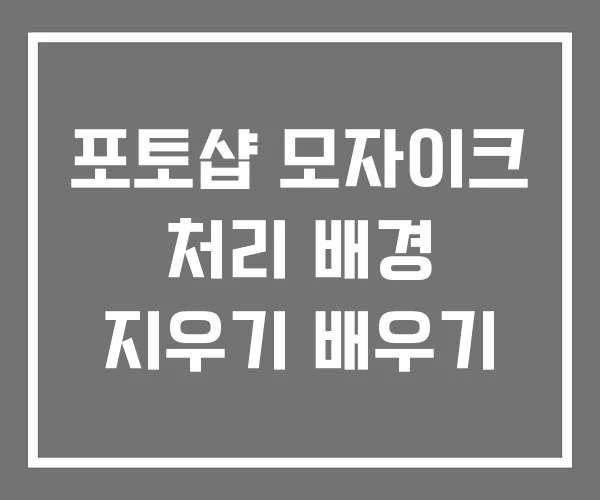 포토샵 모자이크 처리 배경 지우기 배우기
