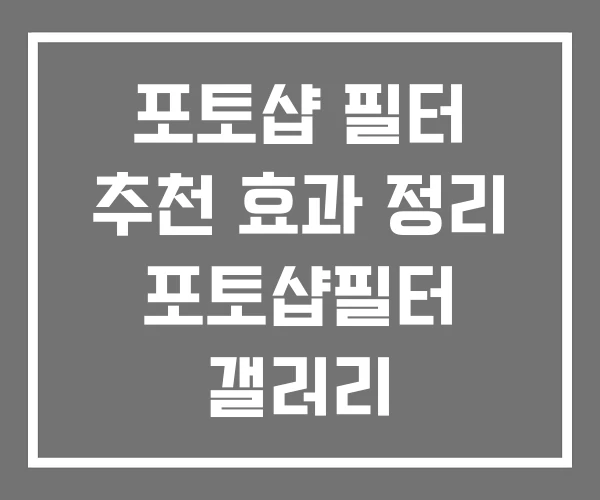 포토샵 필터 추천 효과 정리 포토샵필터 갤러리