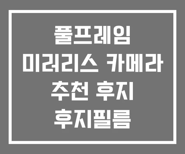 풀프레임 미러리스 카메라 추천 후지 후지필름
