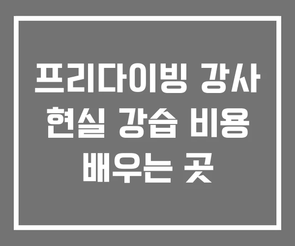 프리다이빙 강사 현실 강습 비용 배우는 곳