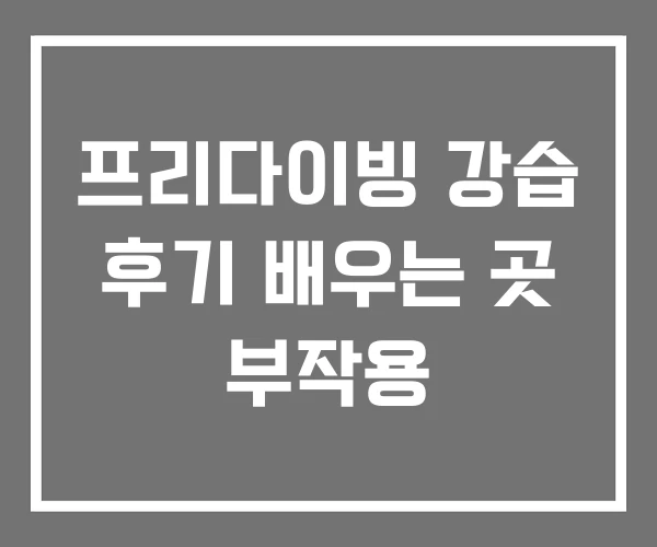 프리다이빙 강습 후기 배우는 곳 부작용