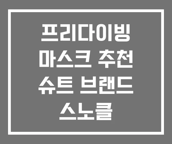 프리다이빙 마스크 추천 슈트 브랜드 스노클