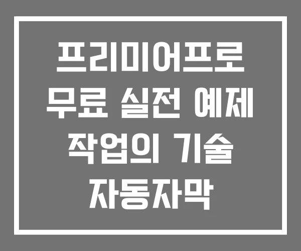 프리미어프로 무료 실전 예제 작업의 기술 자동자막