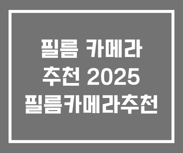 필름 카메라 추천 2025 필름카메라추천