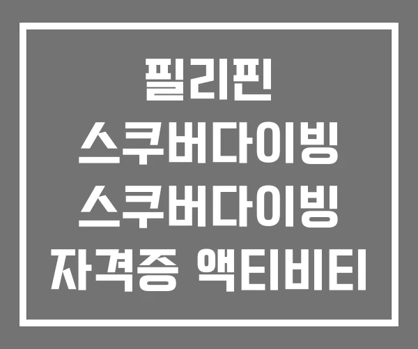 필리핀 스쿠버다이빙 스쿠버다이빙 자격증 액티비티
